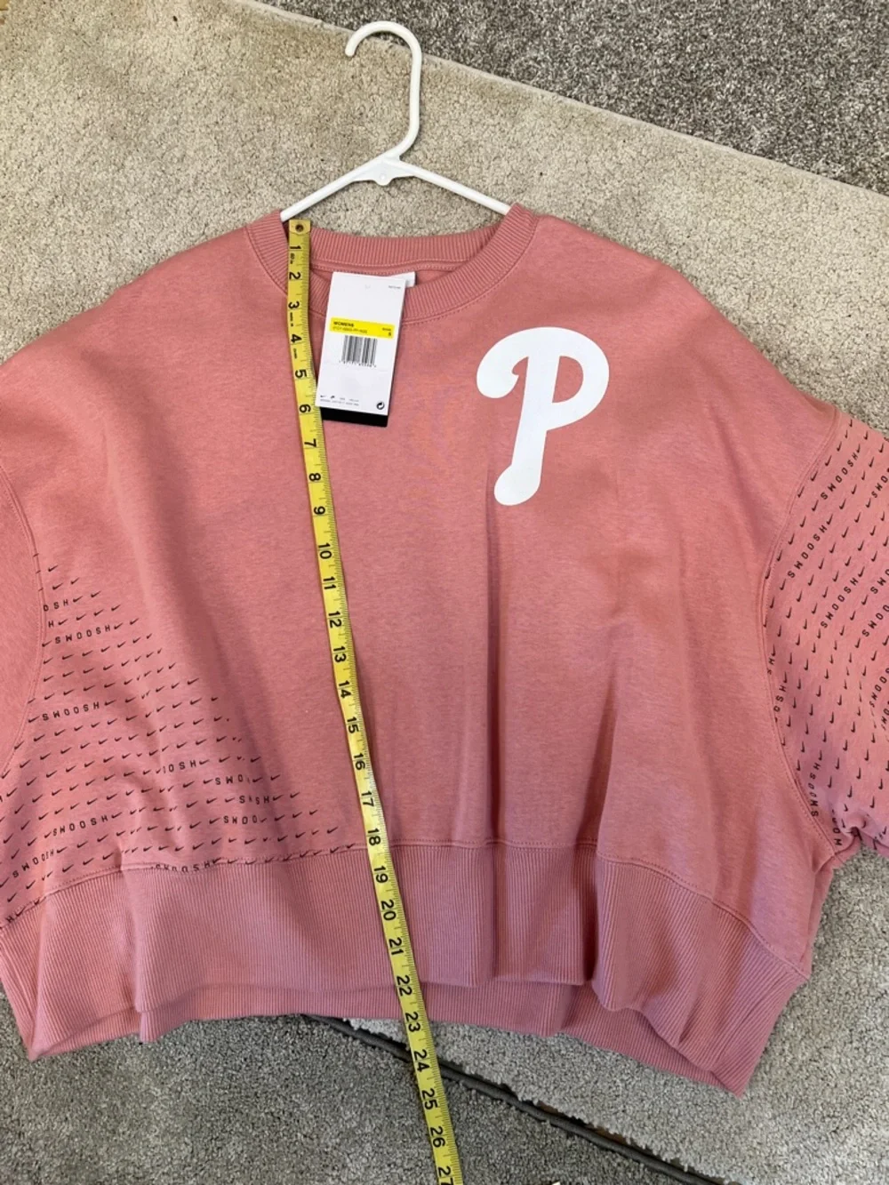 Nike Pink Dusty Rose Pullover Sweatshirt with White 'P' - Picture 4 of 7